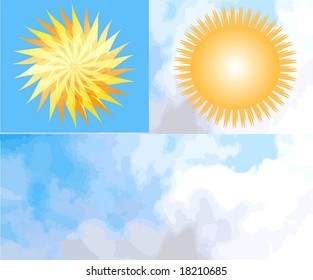 Vector Suns And Clouds