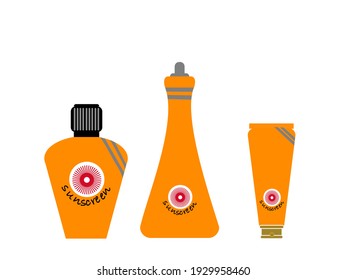 Vector del frasco de protección solar colocado sobre fondo blanco