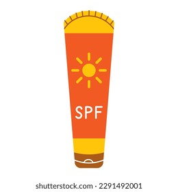 Vector sunscreen tube in flat design. Sun safety cream. Sunscreen product with SPF.