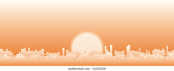 vector sunset cityscape illlustration. abstract skyline