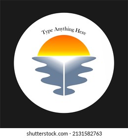 Vector of sunset icon with black and white background