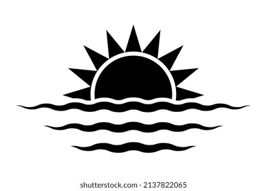 Vector Sunset Icon on White Background