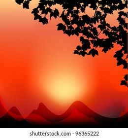Vector sunset landscape