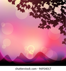 Vector sunset landscape