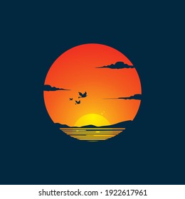 vector sunset logo sunshine mark