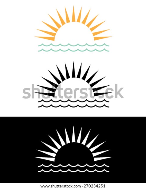 Vector Sunset Ocean Graphic Stock Vector Royalty Free 270234251