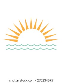 Vector Sunset And Ocean Icon