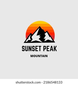 Vector Sunset peak mountain design 