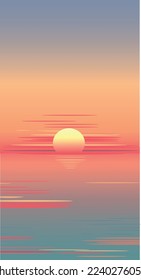 vector sunset scenery poster with water