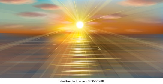 Vector  sunset   sea background.