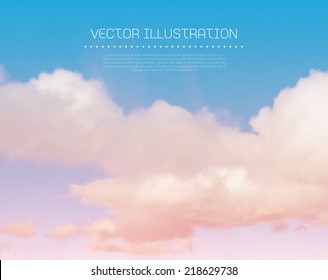 Vector Sunset Sky With Clouds