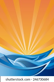 Vector sunset and storm