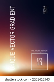 Vector sunset sunrise blurred mesh gradient background trend colors cover leaflet and branding. Abstract design modern color.