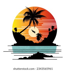 vector sunset,summer logo image design