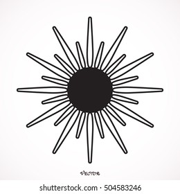 Vector Sunshine, gray Sun Icon Isolated Background,