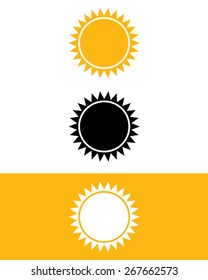 Vector sunshine icon set in color, black and reverse