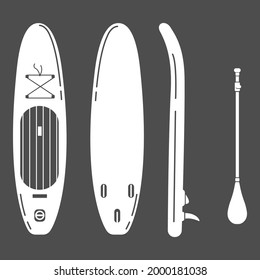 Vector SUP Board and Paddle Icons Set