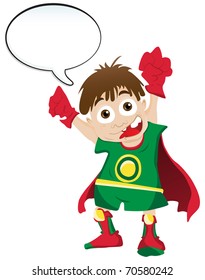 Vector - Super hero Boy with Speech Bubble