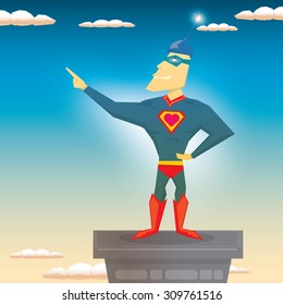 vector super hero illustration. vector cartoon super man hero