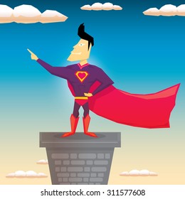 vector super hero illustration. vector cartoon super man hero