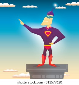 vector super hero illustration. vector cartoon super man hero