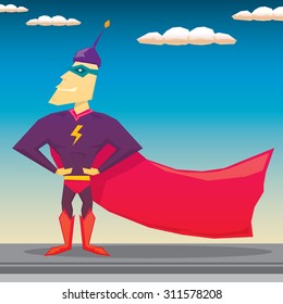 vector super hero illustration. vector cartoon super man hero