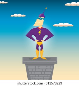 vector super hero illustration. vector cartoon super man hero
