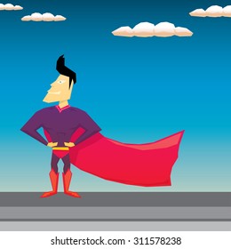 vector super hero illustration. vector cartoon super man hero