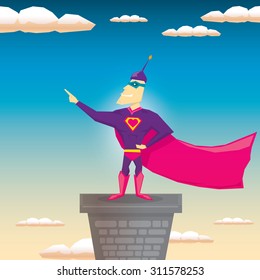 vector super hero illustration. vector cartoon super man hero