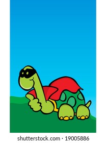 vector super hero land turtle wearing mask and cape
