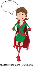 Vector - Super hero Woman with Speech Bubble
