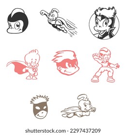vector super heroes isometric set