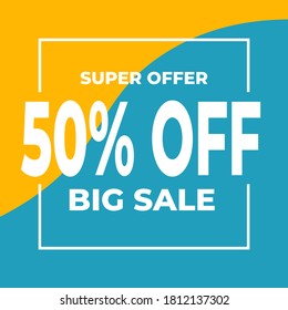 Vektorsuperangebot Großverkaufsbanner   50% Rabatt, professioneller und moderner Stil. gut für Website-Anzeigen oder Social-Media-Banner.