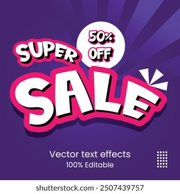 Vector super Sale 3D editable text effects design