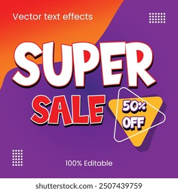 Vector super Sale 3D editable text effects design