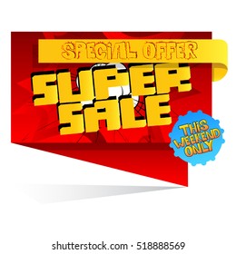 Vector Super Sale banner with comic book effect