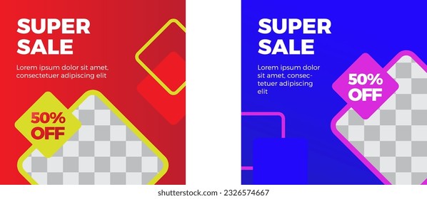 plantilla de banner de superventa vectorial