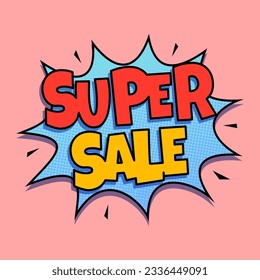 Vector Super Sale Pop Art Banner Label