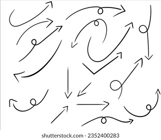 Vector super set different hand-drawn arrows, vector graphic design. doodle line design. social media element. vector illustration