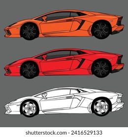 vector super sports car drawing illustration