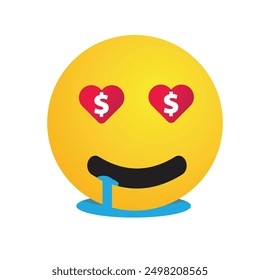 A vector of super thanks and money lover emoticon on white background