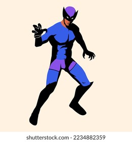 Vector Superhero Action Pose Illustration Isolated