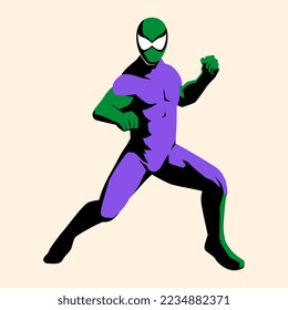 Vector Superhero Action Pose Illustration Isolated
