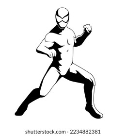 Vector Superhero Action Pose Illustration Isolated