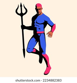 Vector Superhero Action Pose Illustration Isolated