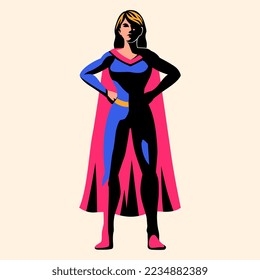 Vektor Superhero Action Pose Illustration einzeln