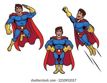 Vector Of Superhero Mascot Character In Set