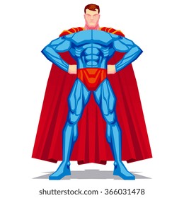 Vector Superhero Posing Isolated On White Background