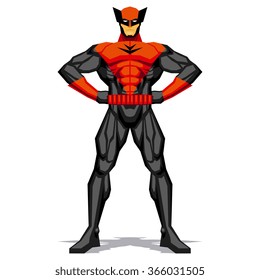 Vector Superhero Posing Isolated On White Background