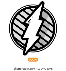 Vector Superhero Sign. Flash Icon. Gray Flat Vector Icon of Power